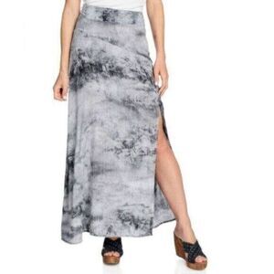 NWT- Women’s Ladies Black Gray Tie Dye Style Button Down Maxi Long Skirt- Size L